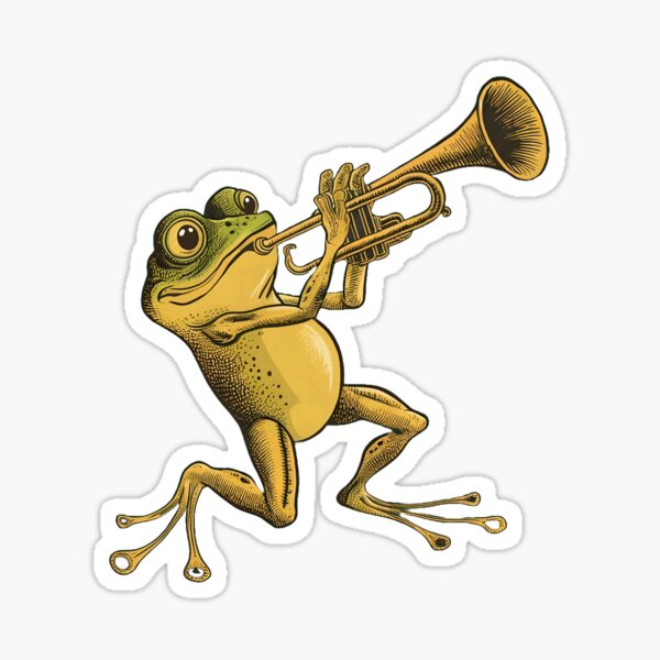 Item preview, Cool Frog playing Trumpet graphic art for Music Lovers designed and sold by MTRBSK11.