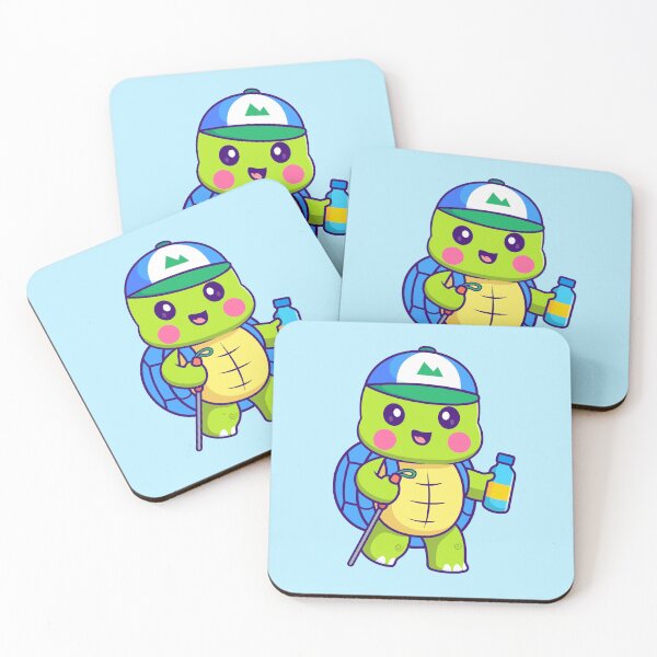 Item preview,  Cute Turtle Hiking with Bottle Cartoon Vector Icon Illustration designed and sold by hjian8219.