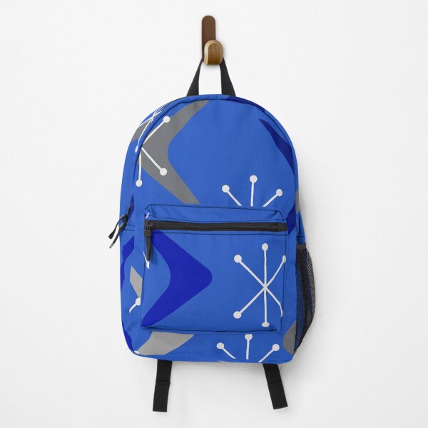 Item preview, Mid Century Boomerangs Starbursts Blue designed and sold by thepixelgarden.