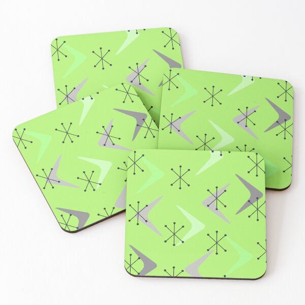 Item preview, Mid Century Boomerangs Starbursts Chartreuse designed and sold by thepixelgarden.