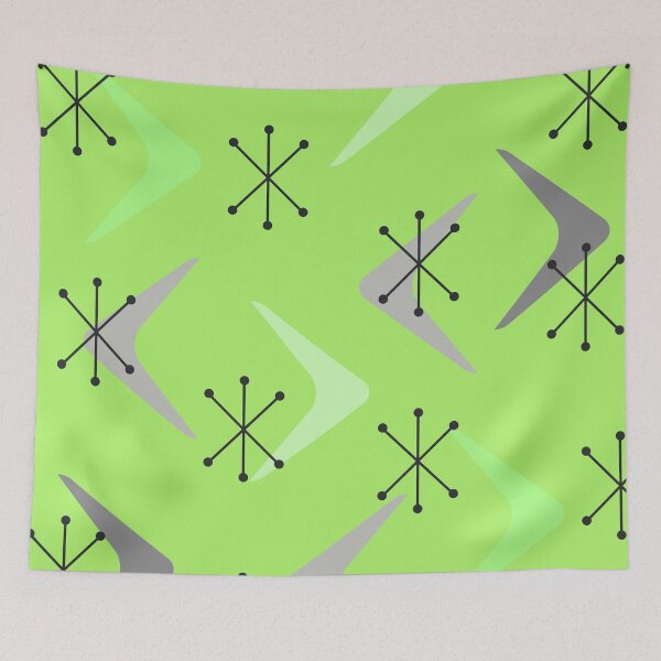 Item preview, Mid Century Boomerangs Starbursts Chartreuse designed and sold by thepixelgarden.