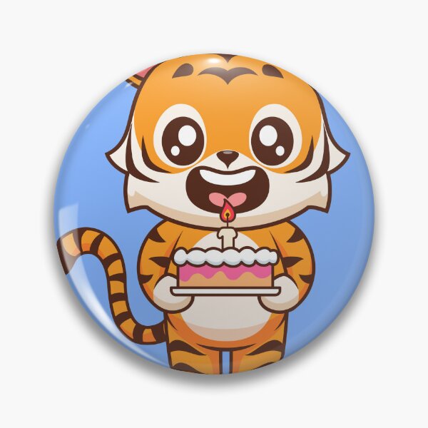 Item preview, Cute Tiger Holding Cake Birthday Party Cartoon Vector Icon Illustration designed and sold by hjian8219.