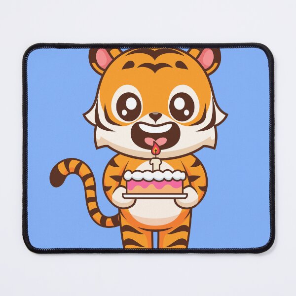 Item preview, Cute Tiger Holding Cake Birthday Party Cartoon Vector Icon Illustration designed and sold by hjian8219.