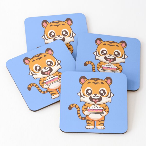 Item preview, Cute Tiger Holding Cake Birthday Party Cartoon Vector Icon Illustration designed and sold by hjian8219.