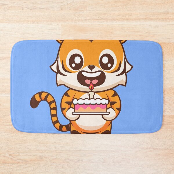 Item preview, Cute Tiger Holding Cake Birthday Party Cartoon Vector Icon Illustration designed and sold by hjian8219.