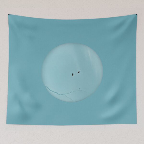 Item preview, Pareidolia Face Birds Eyes Branches Mouth - Dusty Blue Sky designed and sold by Beachy.
