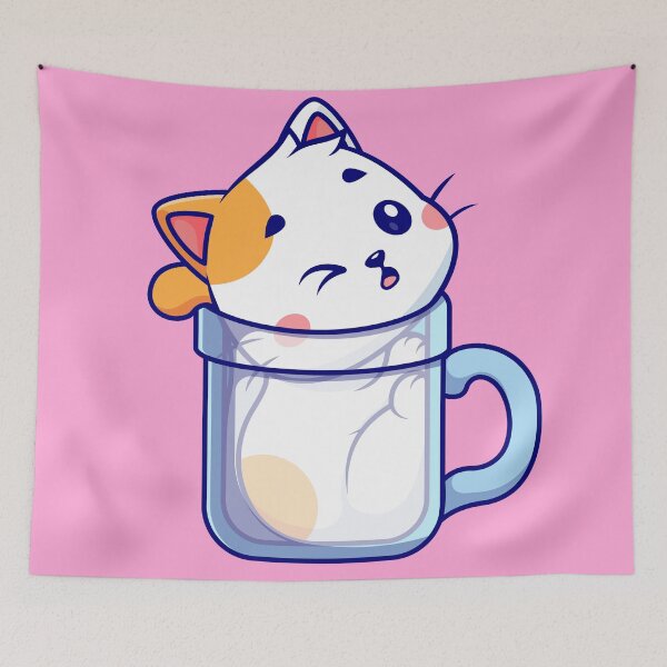Item preview, Cute Cat Stuck in Cup Cartoon Vector Icon Illustration designed and sold by hjian8219.