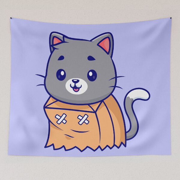 Item preview, Cute Cat with Paper Bag Cartoon Vector Icon Illustration designed and sold by hjian8219.