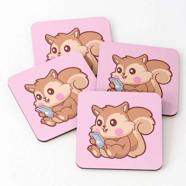 Item preview,  Cute Squirrel Playing with Phone Cartoon Vector Icon Illustration designed and sold by hjian8219.