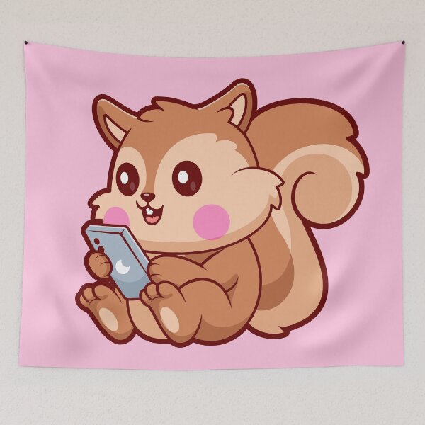 Item preview,  Cute Squirrel Playing with Phone Cartoon Vector Icon Illustration designed and sold by hjian8219.