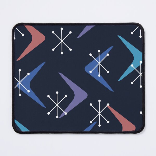 Item preview, Mid Century Boomerangs Starbursts Multicolored Midnight Blue designed and sold by thepixelgarden.