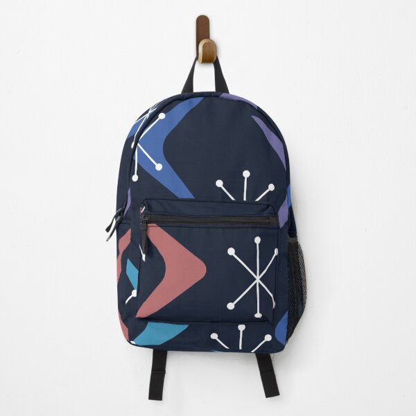 Item preview, Mid Century Boomerangs Starbursts Multicolored Midnight Blue designed and sold by thepixelgarden.
