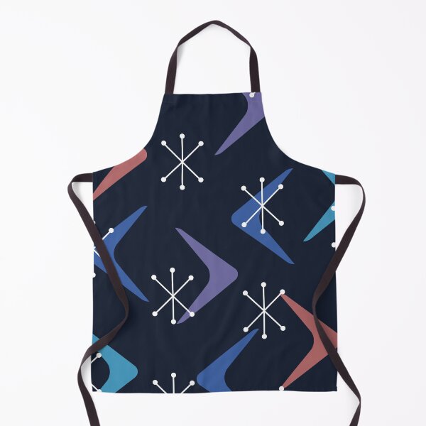 Item preview, Mid Century Boomerangs Starbursts Multicolored Midnight Blue designed and sold by thepixelgarden.