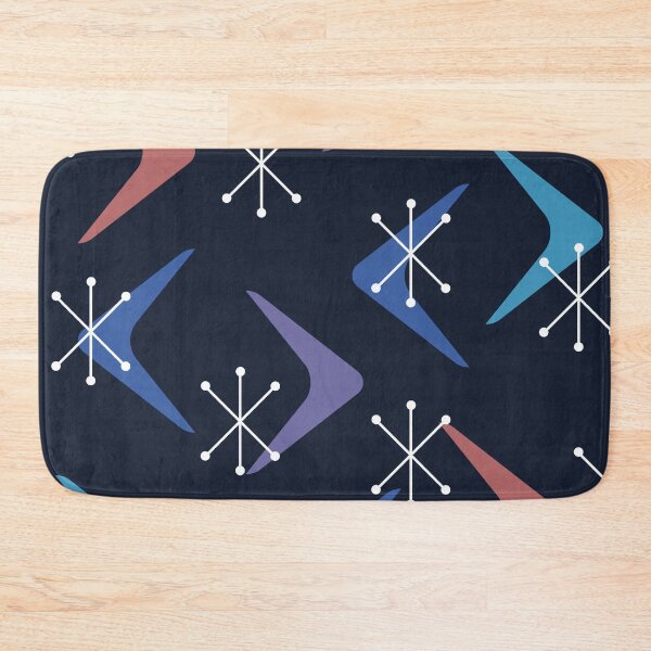 Item preview, Mid Century Boomerangs Starbursts Multicolored Midnight Blue designed and sold by thepixelgarden.