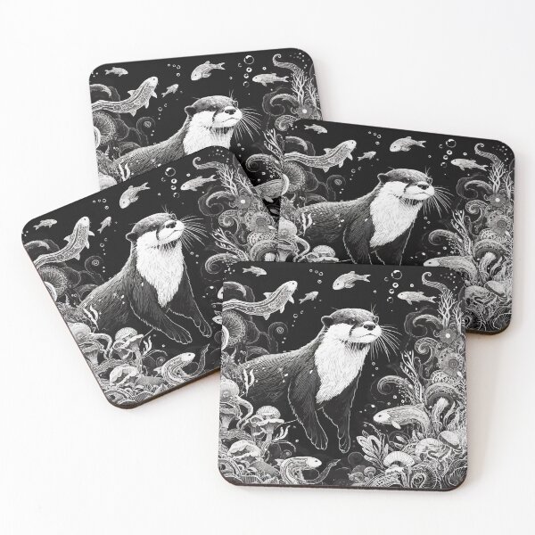 Item preview, Otter Underwater Monochromatic Outline designed and sold by TomFrontierArt.