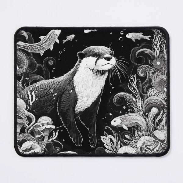 Item preview, Otter Underwater Monochromatic Outline designed and sold by TomFrontierArt.