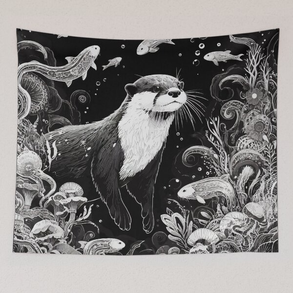 Item preview, Otter Underwater Monochromatic Outline designed and sold by TomFrontierArt.