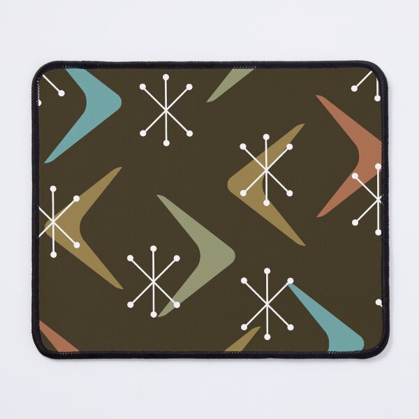 Item preview, Mid Century Boomerangs Starbursts Multicolored Olive Green designed and sold by thepixelgarden.
