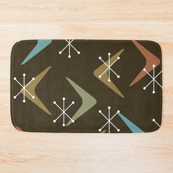 Item preview, Mid Century Boomerangs Starbursts Multicolored Olive Green designed and sold by thepixelgarden.