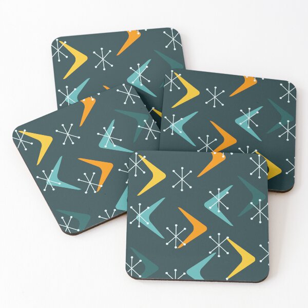 Item preview, Mid Century Boomerangs Starbursts Multicolored Navy Blue designed and sold by thepixelgarden.