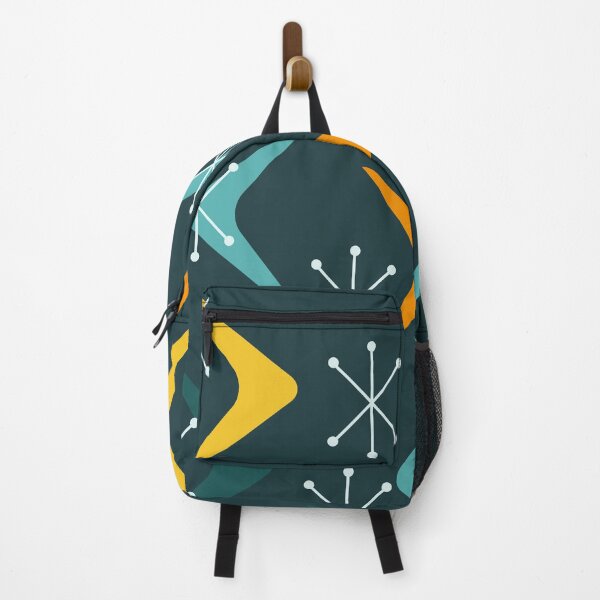 Item preview, Mid Century Boomerangs Starbursts Multicolored Navy Blue designed and sold by thepixelgarden.