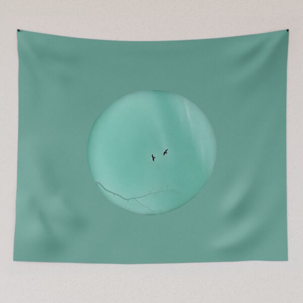 Item preview, Pareidolia Face Birds Eyes Branches Mouth - Dusty Teal Sky designed and sold by Beachy.