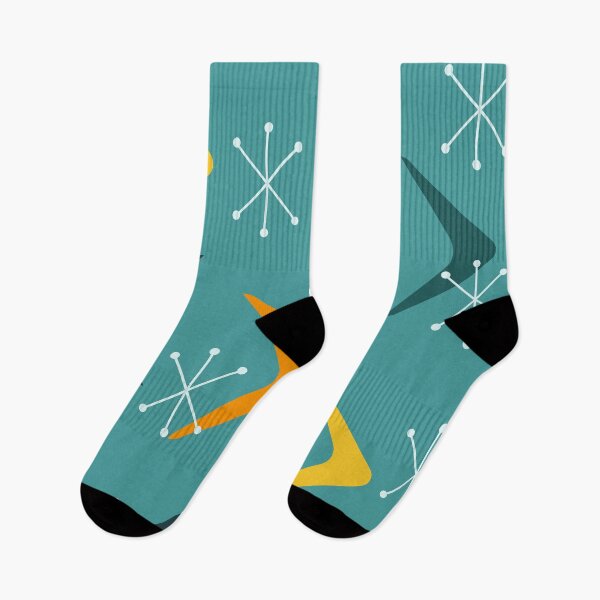 Item preview, Mid Century Boomerangs Starbursts Multicolored Turquoise designed and sold by thepixelgarden.