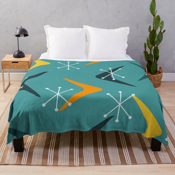Item preview, Mid Century Boomerangs Starbursts Multicolored Turquoise designed and sold by thepixelgarden.