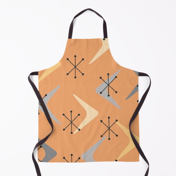 Item preview, Mid Century Boomerangs Starbursts Orange Gray designed and sold by thepixelgarden.