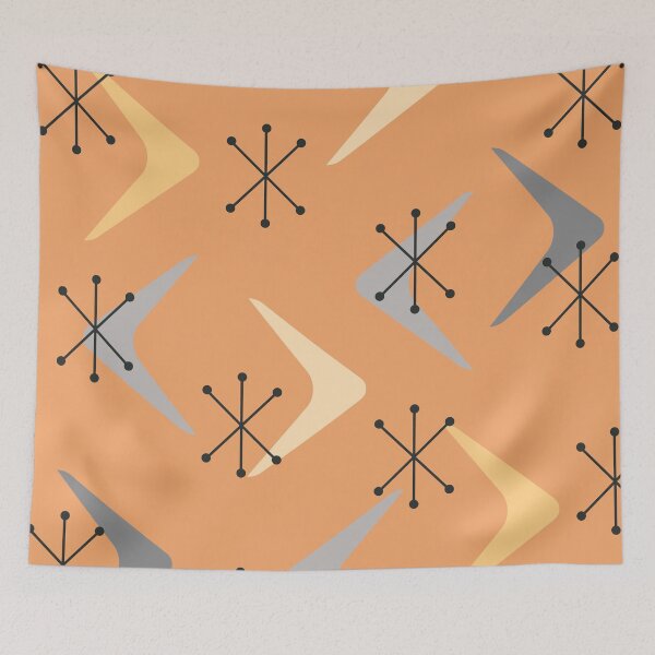 Artikelvorschau, Mid Century Bumerangs Starbursts Orange Grau entworfen und verkauft von thepixelgarden.