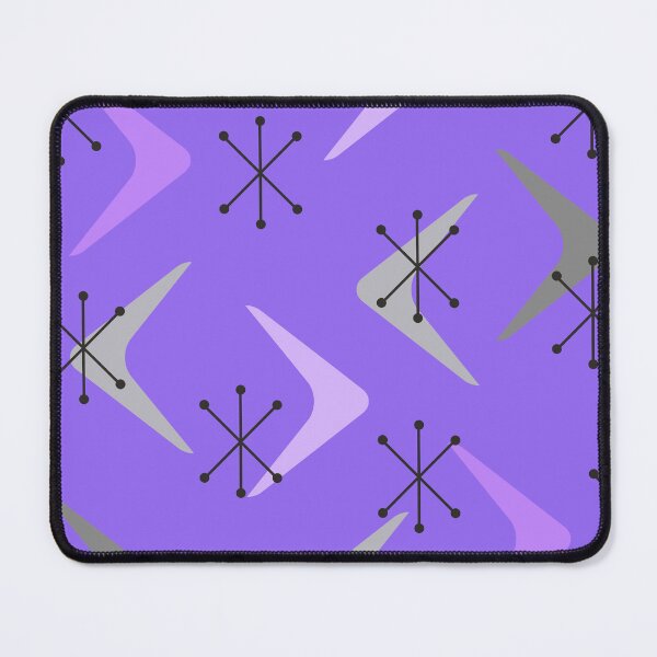 Item preview, Mid Century Boomerangs Starbursts Purple designed and sold by thepixelgarden.