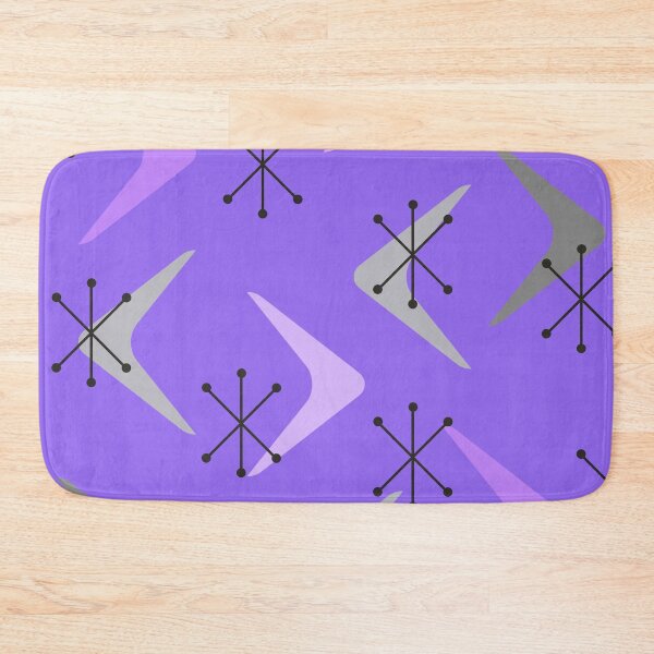 Item preview, Mid Century Boomerangs Starbursts Purple designed and sold by thepixelgarden.