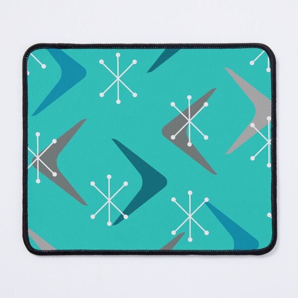 Item preview, Mid Century Boomerangs Starbursts Turquoise Teal designed and sold by thepixelgarden.
