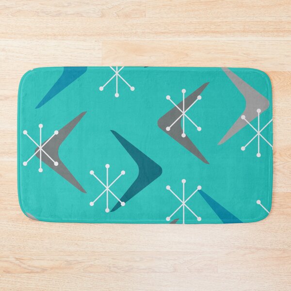 Item preview, Mid Century Boomerangs Starbursts Turquoise Teal designed and sold by thepixelgarden.
