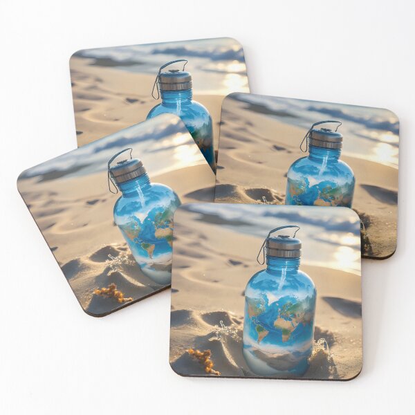 Item preview, A water bottle set on a sandy beach no.2 designed and sold by Sijtipat.