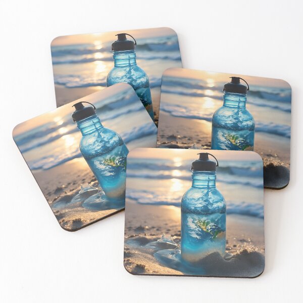 Item preview, A water bottle set on a sandy beach no.3 designed and sold by Sijtipat.