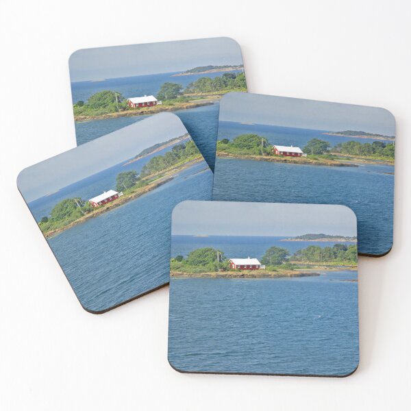 Item preview, Single red house on an island, Åland.  designed and sold by Persephone Palapanidou.