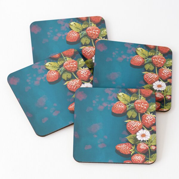 Item preview, Strawberries on the blue field designed and sold by IreneRuya.