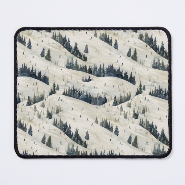 Item preview, Watercolor Snowy Winter Forest Skiing Patterns designed and sold by Mandie Kuo.