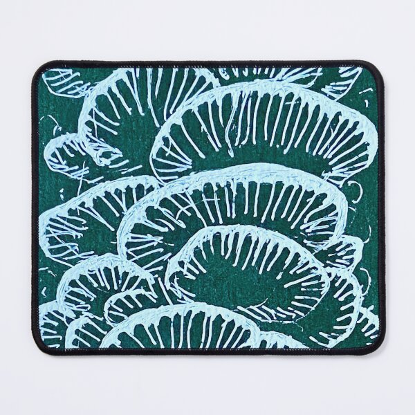 Item preview, Mushrooms - Pale green on teal designed and sold by fuschiaworks.