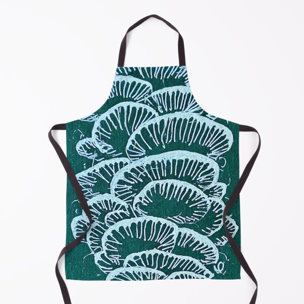Item preview, Mushrooms - Pale green on teal designed and sold by fuschiaworks.