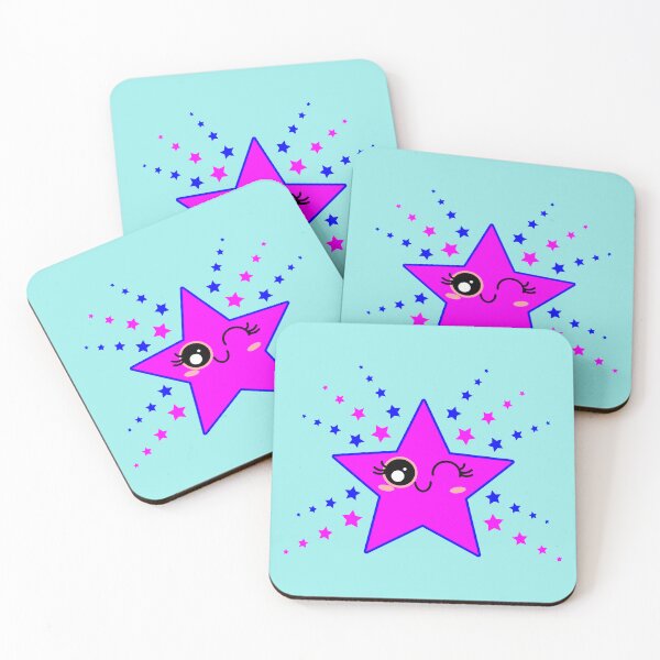 Item preview, Cute Smiling Blue and Pink Twinkle Star Shining designed and sold by HoppRock.