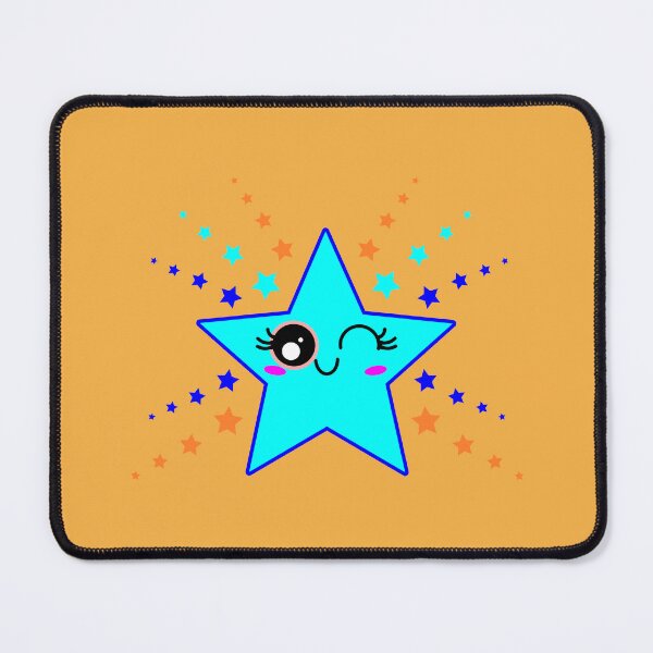 Item preview, Cute Smiling Blue and  Orange Twinkle Star Shining designed and sold by HoppRock.