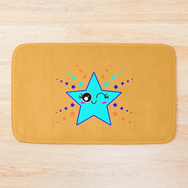 Item preview, Cute Smiling Blue and  Orange Twinkle Star Shining designed and sold by HoppRock.