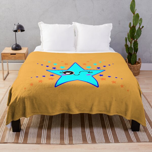 Item preview, Cute Smiling Blue and  Orange Twinkle Star Shining designed and sold by HoppRock.