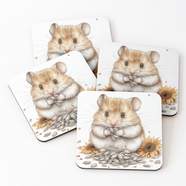 Item preview, Vibrant Illustration of Chubby Hamster Munching on Sunflower Seeds designed and sold by PaintbrushPlace.