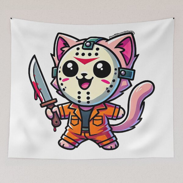 Item preview, Adorable Horror  Halloween Kitten Dressed as Jason Voorhees designed and sold by KawaiiCherryPie.