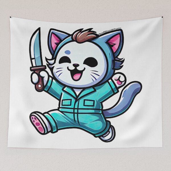 Item preview, Adorable Horror Halloween Kitten Dressed as Michael Myers designed and sold by KawaiiCherryPie.