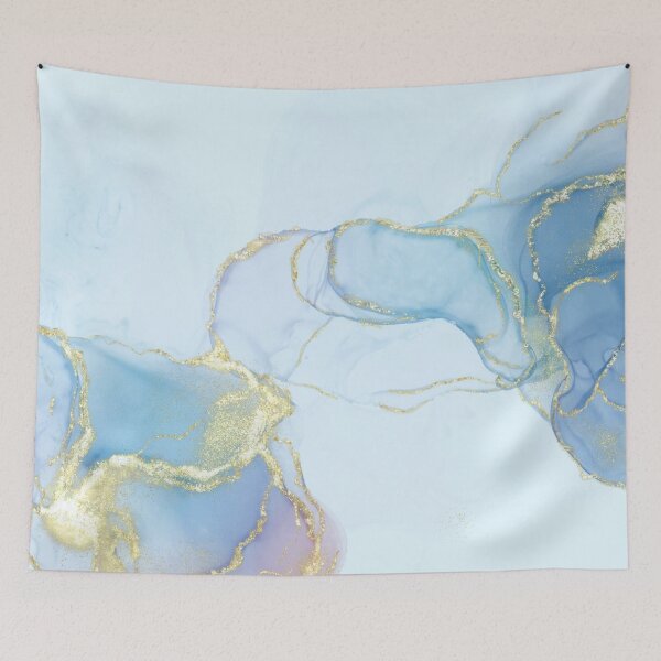 Artikelvorschau, Marmordruck in Babyblau und Gold entworfen und verkauft von Julia McMullen.