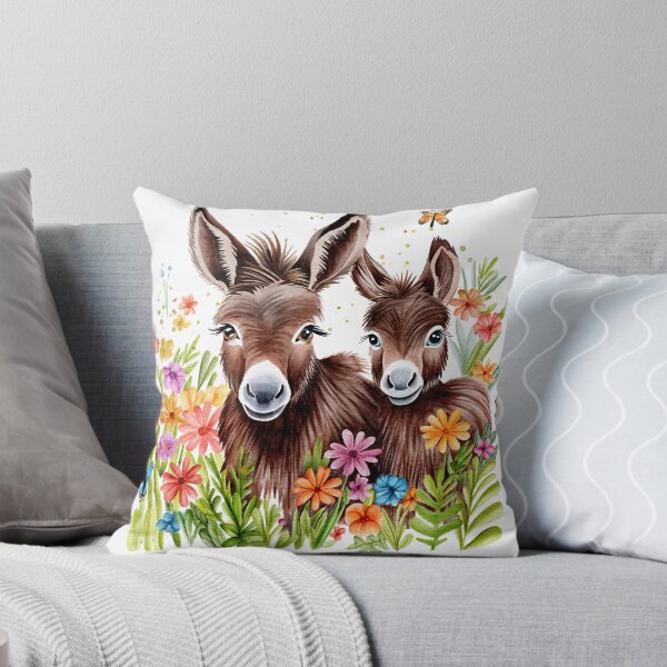 Item preview, Donkeys in Meadow of Flowers designed and sold by HushTheMoon.